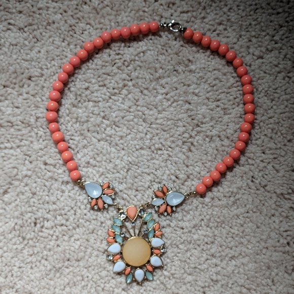 Coral Bead Statement Necklace - Picture 1 of 2